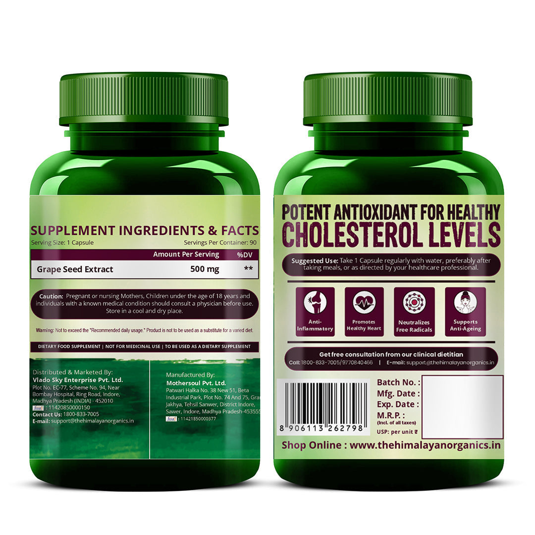 Vlado's Himalayan Organics Grape Seed Extract 500mg/Serving 90 Veg Capsules
