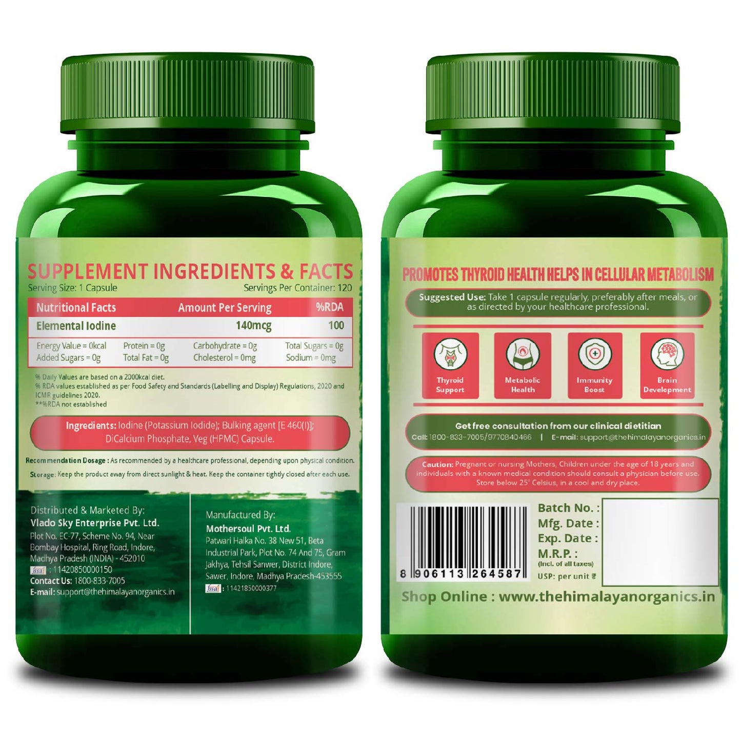 Vlado’s Himalayan Organics Iodine Supplement - 120 Veg Capsules