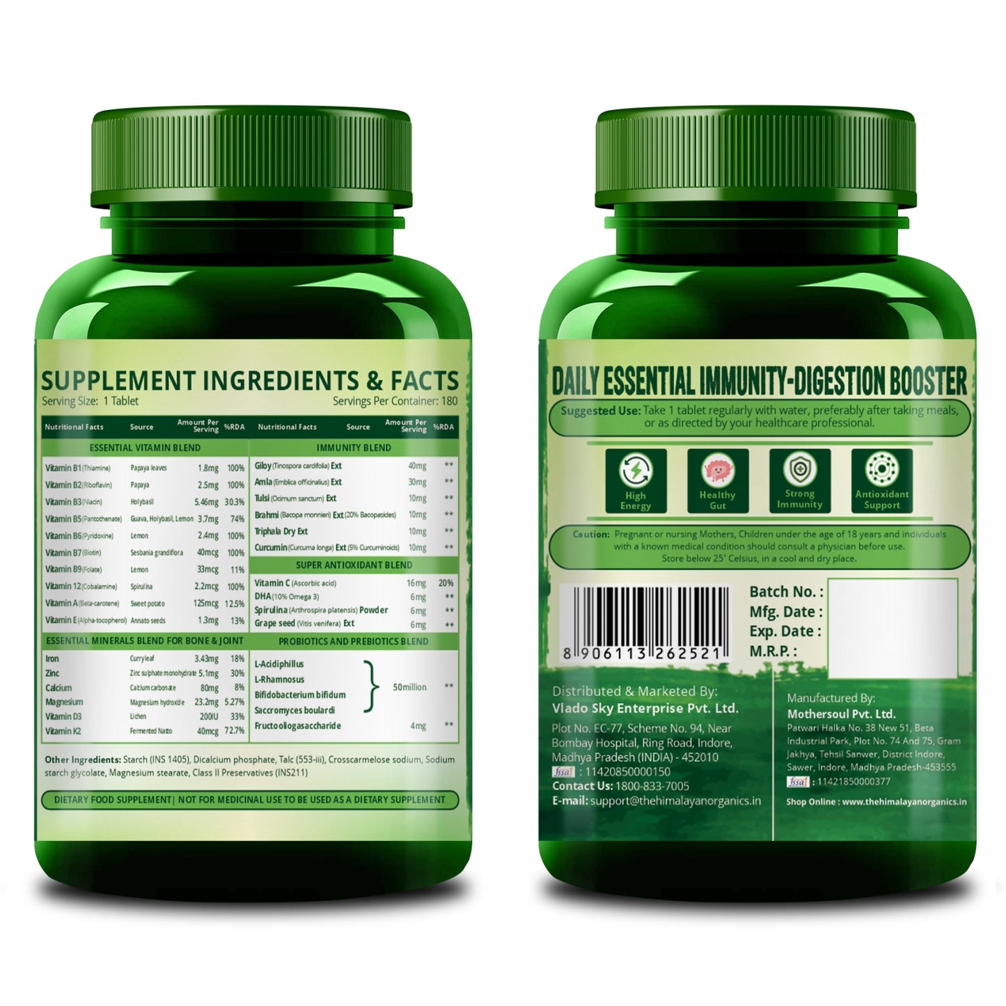 Vlado's Himalayan Organics Immunity Multivitamin with Probiotics - 180 Tablets