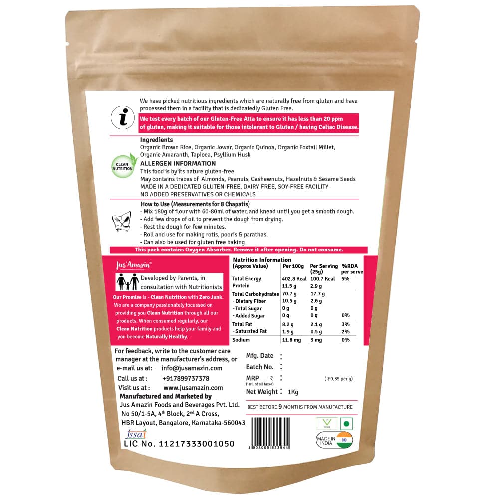 Jus Amazin Gluten Free Atta (1 Kg)