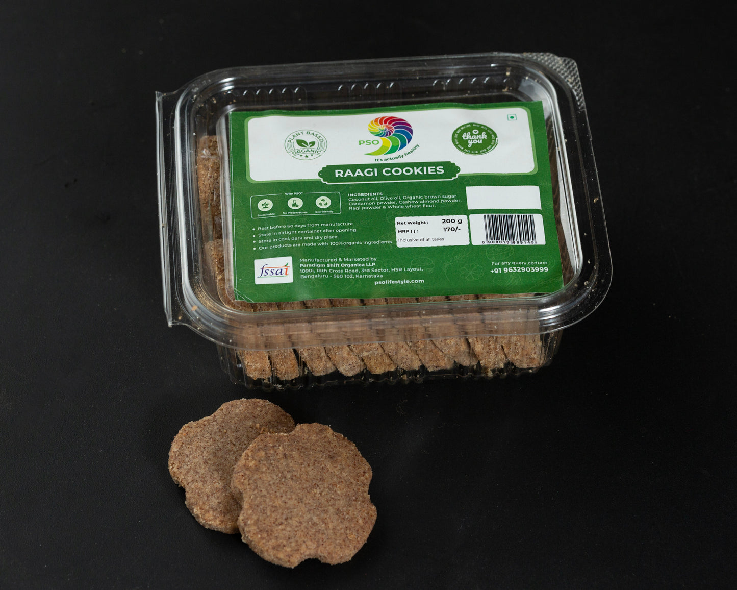 PSO Ragi-Wheat Cookies (100% Whole Wheat)