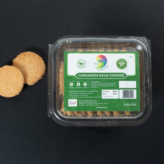 PSO Cardamom Rava Cookies (100% Whole Wheat) 200gm