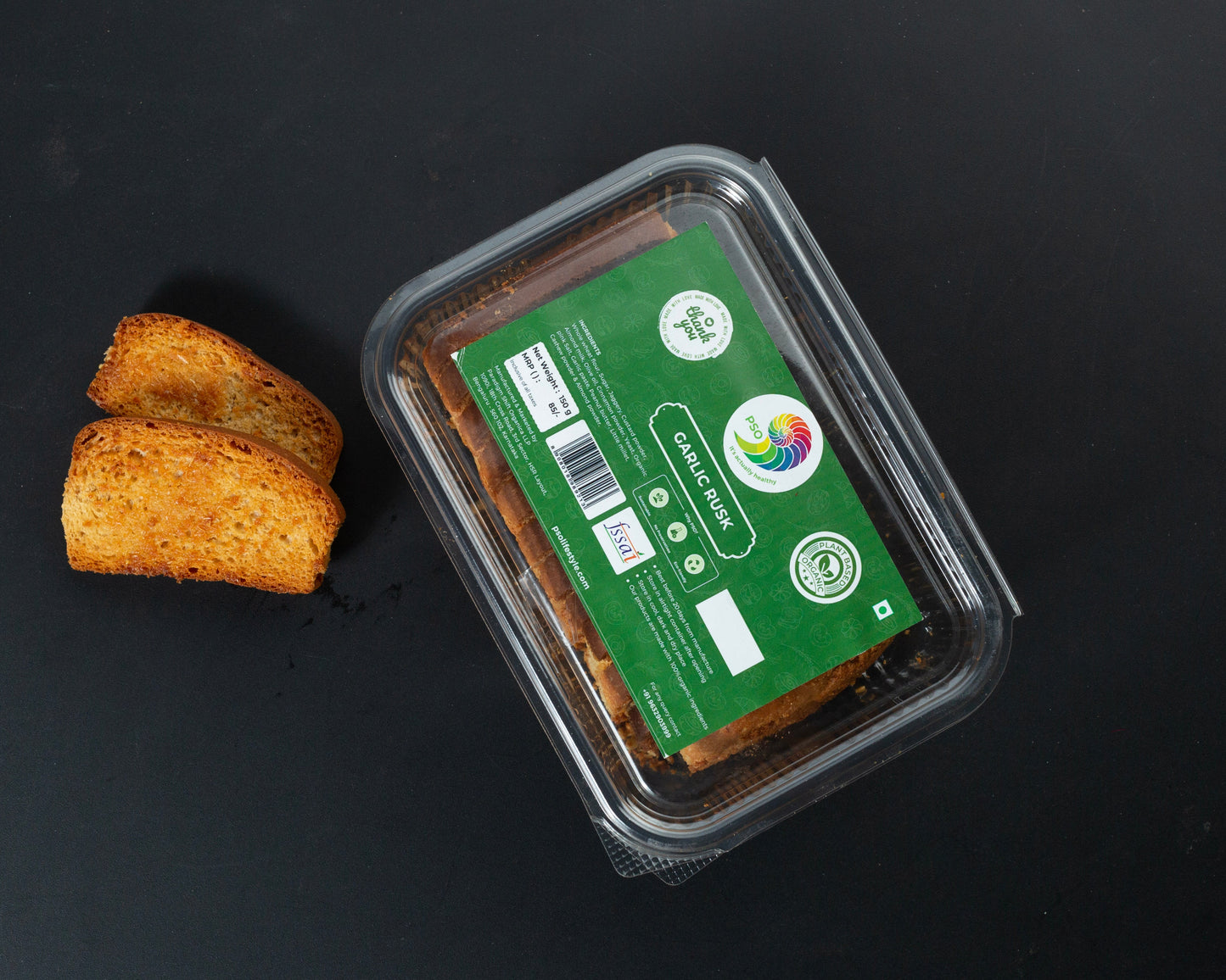 PSO Garlic Rusk (90% Whole Wheat) 150gm