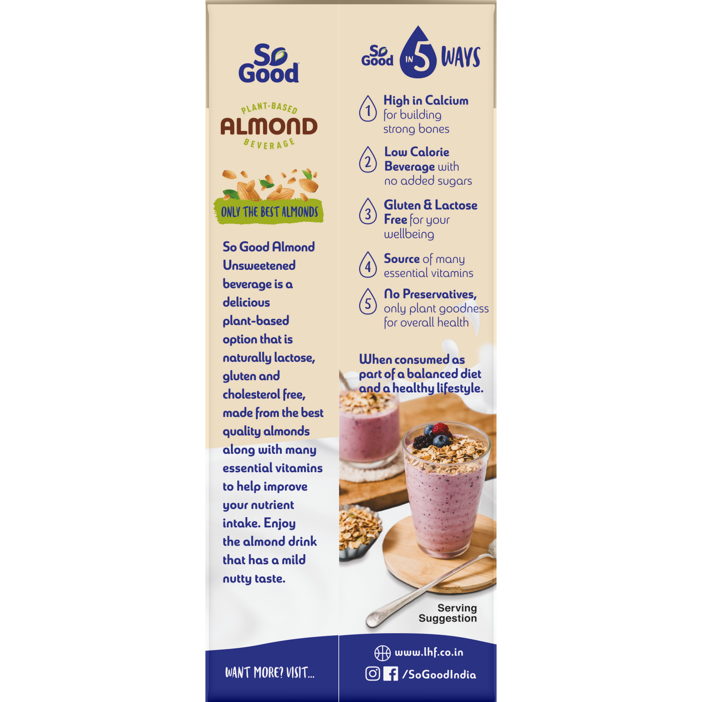 So Good Almond Fresh, Natural Unsweetened Beverage, 200 ml