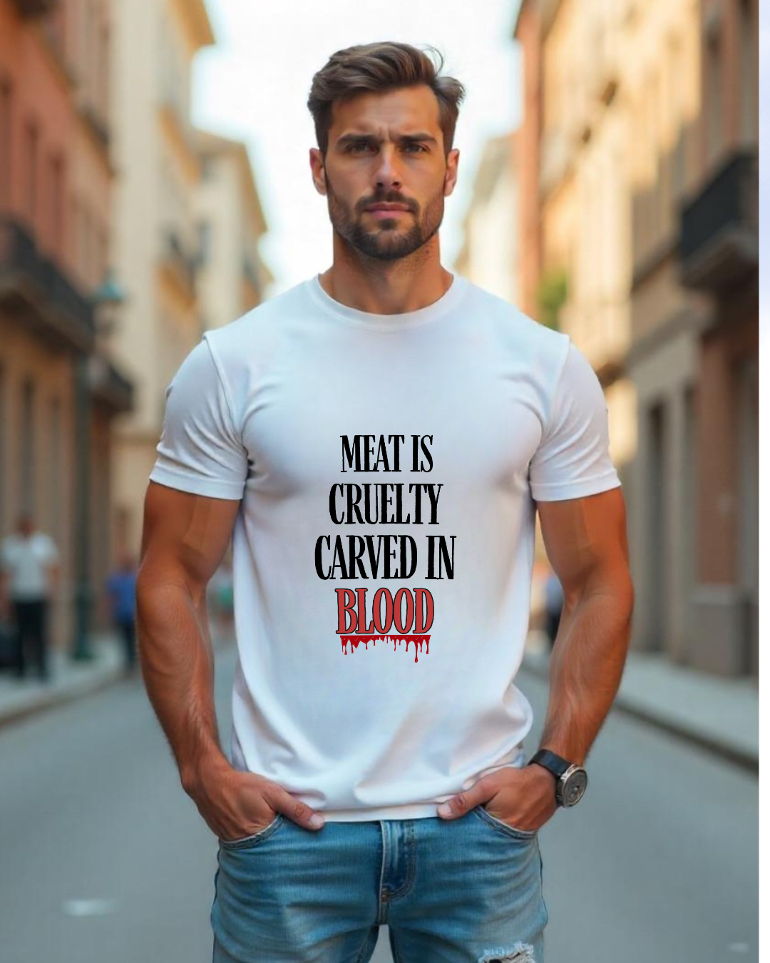 T-Shirt | Meat is Cruelty Carved in Blood