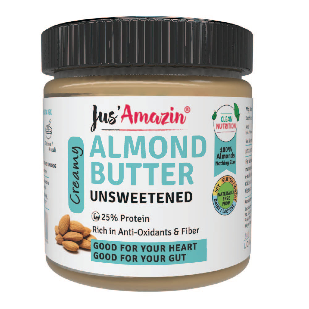Jus Amazin Creamy Almond Butter - Unsweetened (200g)