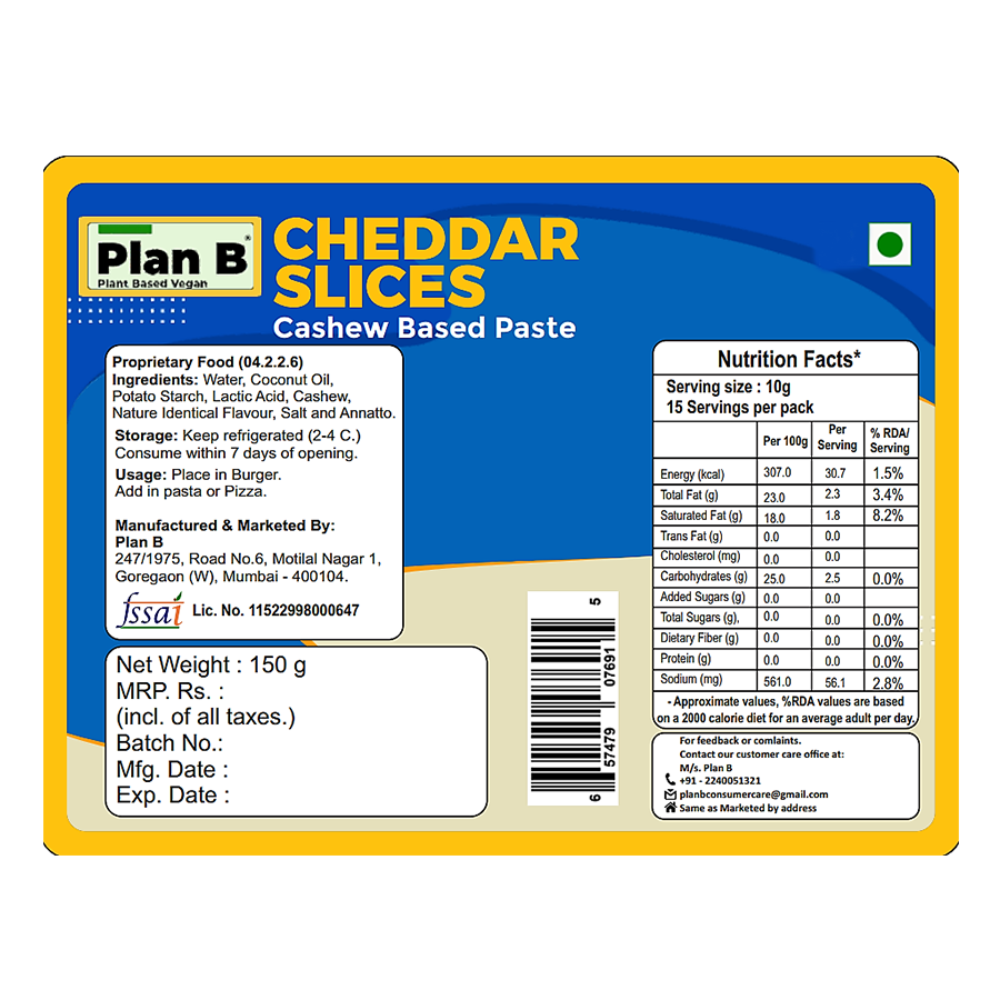 Plan B Cheddar Slices 150 g