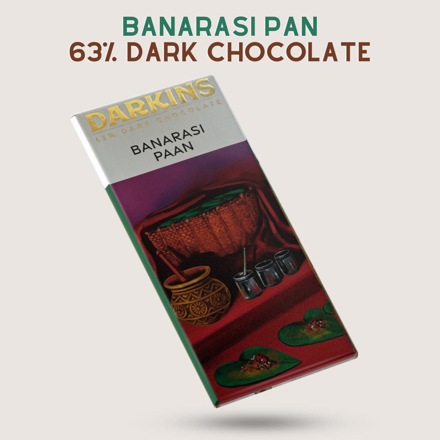 DARKINS Dark Chocolate | 63% Dark Chocolate With Banarsi Paan | 50 Gm Each Pack of 3
