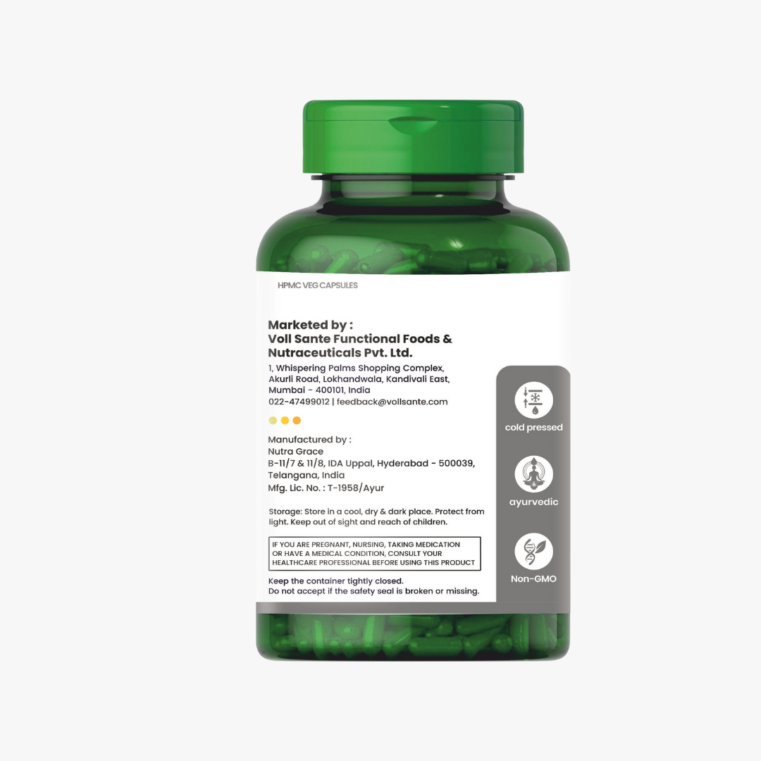 Voll Sante Black Seed Oil Capsule-1000 mg Per Serving | Nigella Sativa Seed Oil With Thymoquinone 8.3 mg Per Serving | HPMC Plant-based Veg Capsule | Ayurvedic | Dietary Supplement | Non-GMO | 30 Capsules