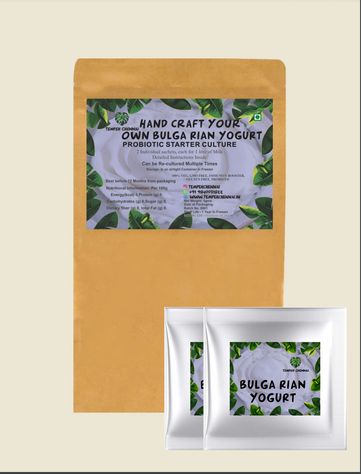 TempehChennai -Bulgarian Yogurt Starter Culture (2 Sachets)