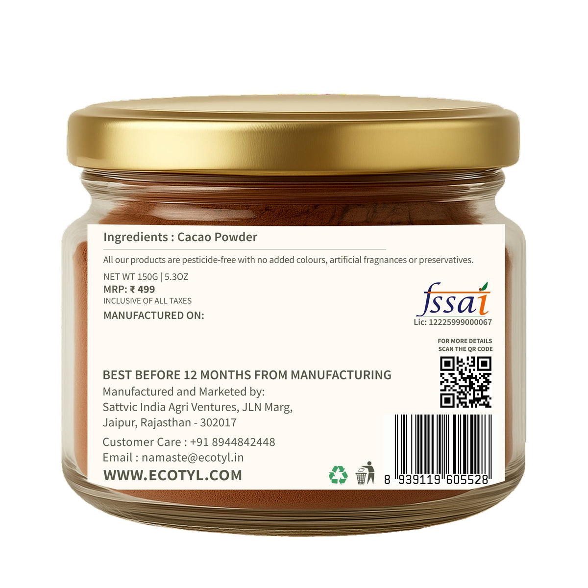 Ecotyl Cacao Powder | Rich in Antioxidants | Boosts Energy | 150g