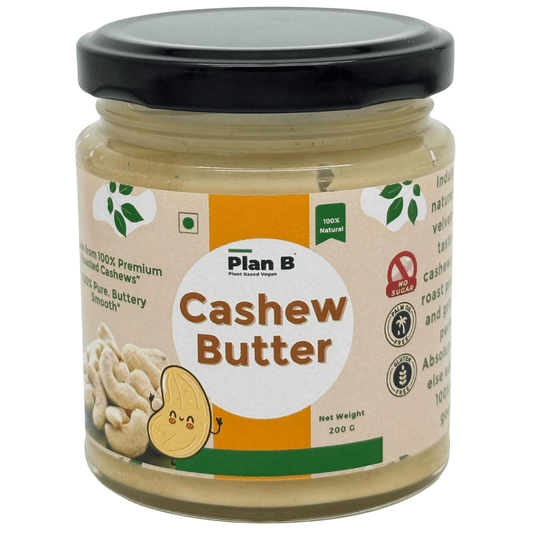 Plan B Premium Cashew Butter | Creamy, Vegan, No Added Sugar | High Protein Nut Butter | 100% Natural & Gluten-Free | Healthy Spread for Bread, Smoothies & Snacks | 200g Jar