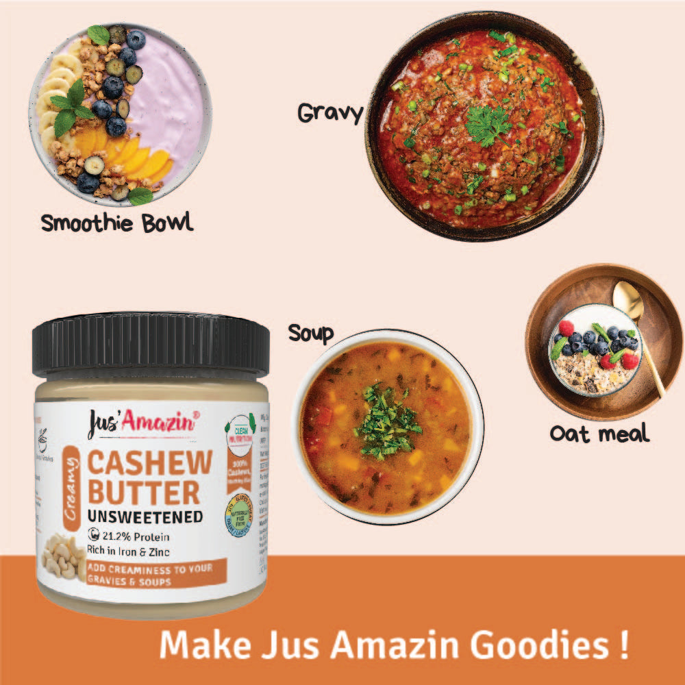 Jus Amazin Creamy Cashew Butter - Unsweetened 200g