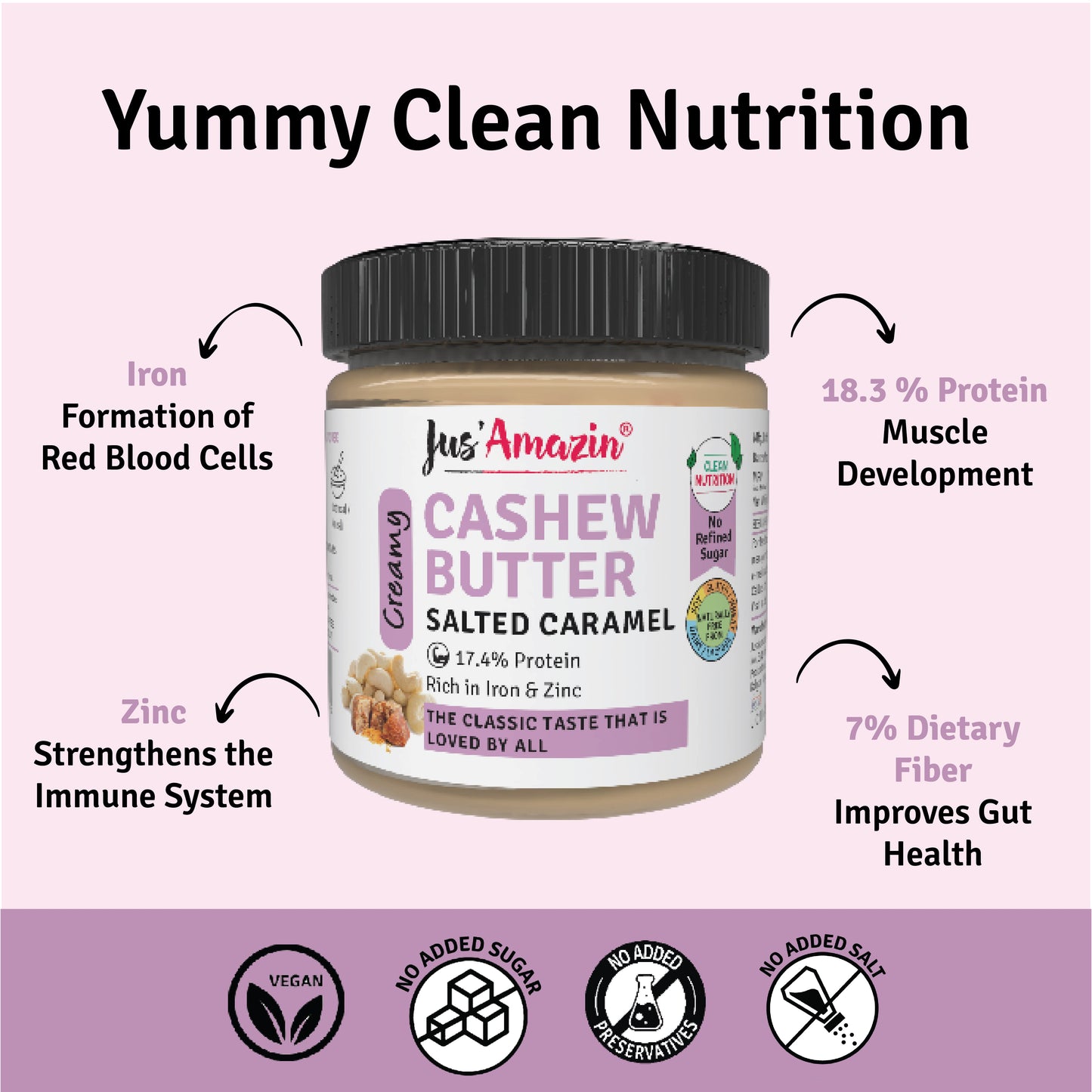Jus Amazin Cashew Butter Salted Caramel- 200 gms