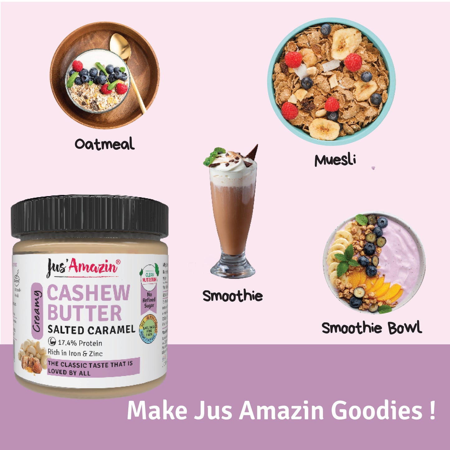 Jus Amazin Cashew Butter Salted Caramel- 200 gms