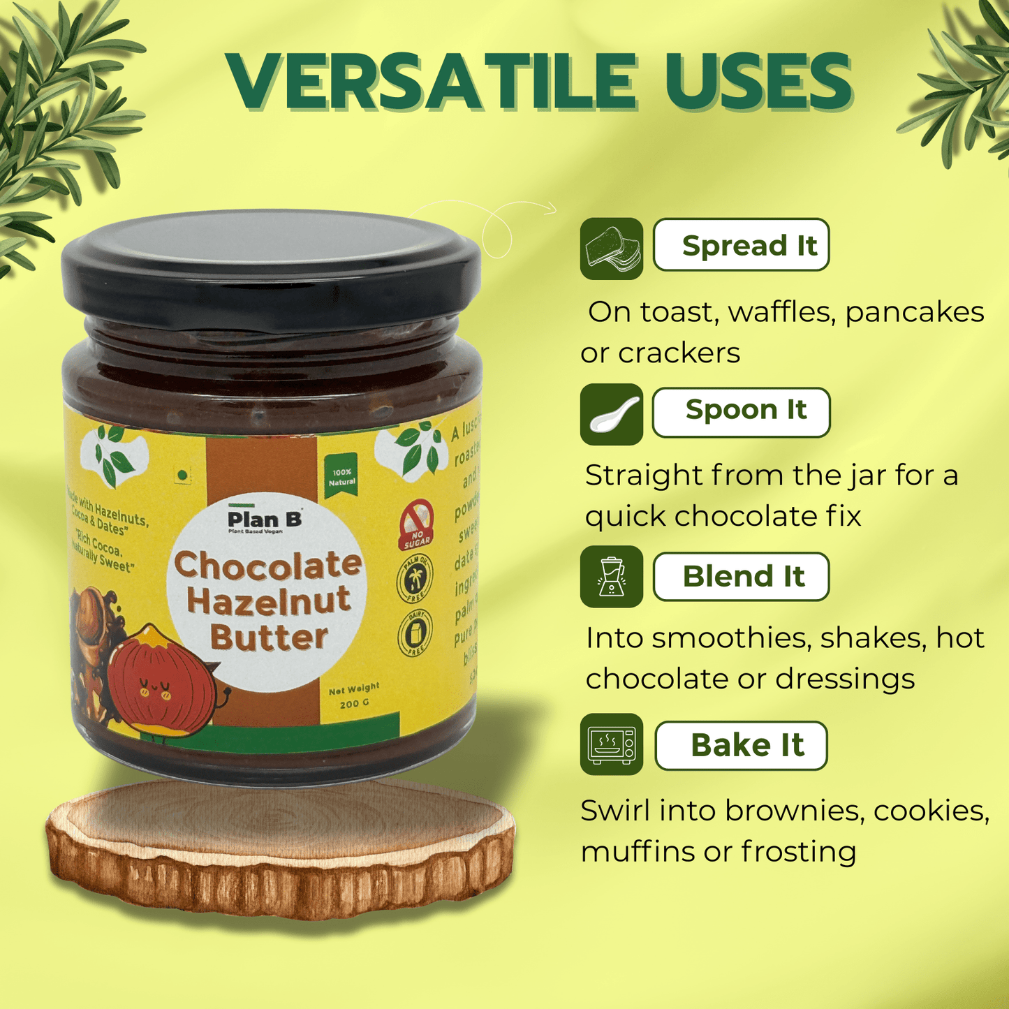 Plan B Chocolate Hazelnut Spread | Vegan Chocolate Spread with Roasted Hazelnuts & Cocoa | No Added Sugar, Dairy-Free, Gluten-Free | Healthy Chocolate Treat | High Protein Plant-Based Spread | 200g Jar