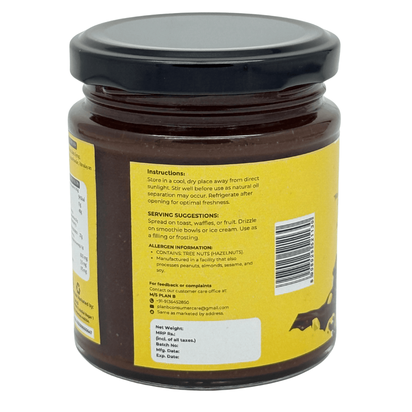 Plan B Chocolate Hazelnut Spread | Vegan Chocolate Spread with Roasted Hazelnuts & Cocoa | No Added Sugar, Dairy-Free, Gluten-Free | Healthy Chocolate Treat | High Protein Plant-Based Spread | 200g Jar