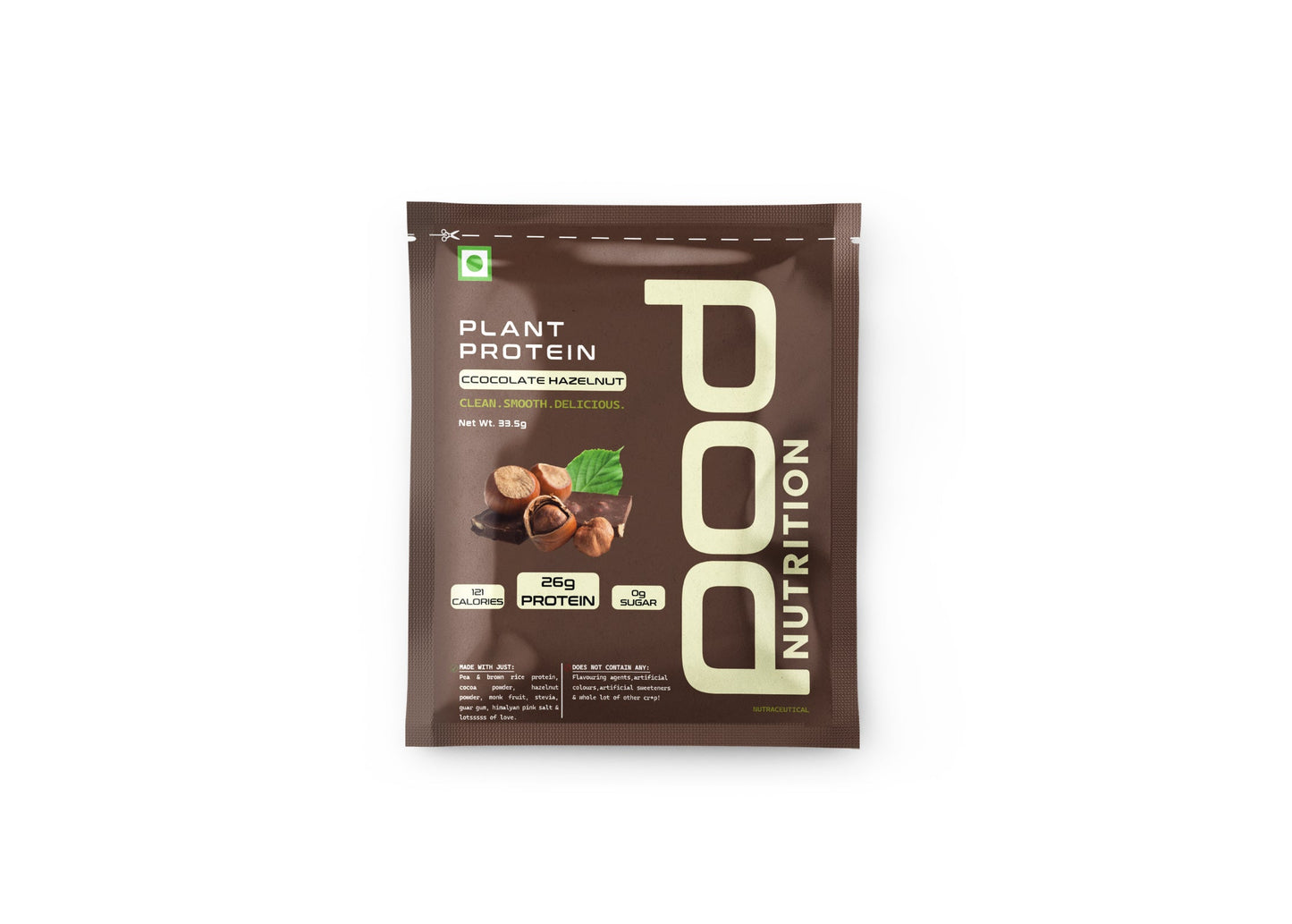 POD NUTRITION Pea Protein Isolate Powder | Vegan Plant Protein, No Added Sugar, Dairy Free| Clean & Easy to Digest with Essential Amino Acids (Chocolate Hazelnut Sachet Pack of 28)