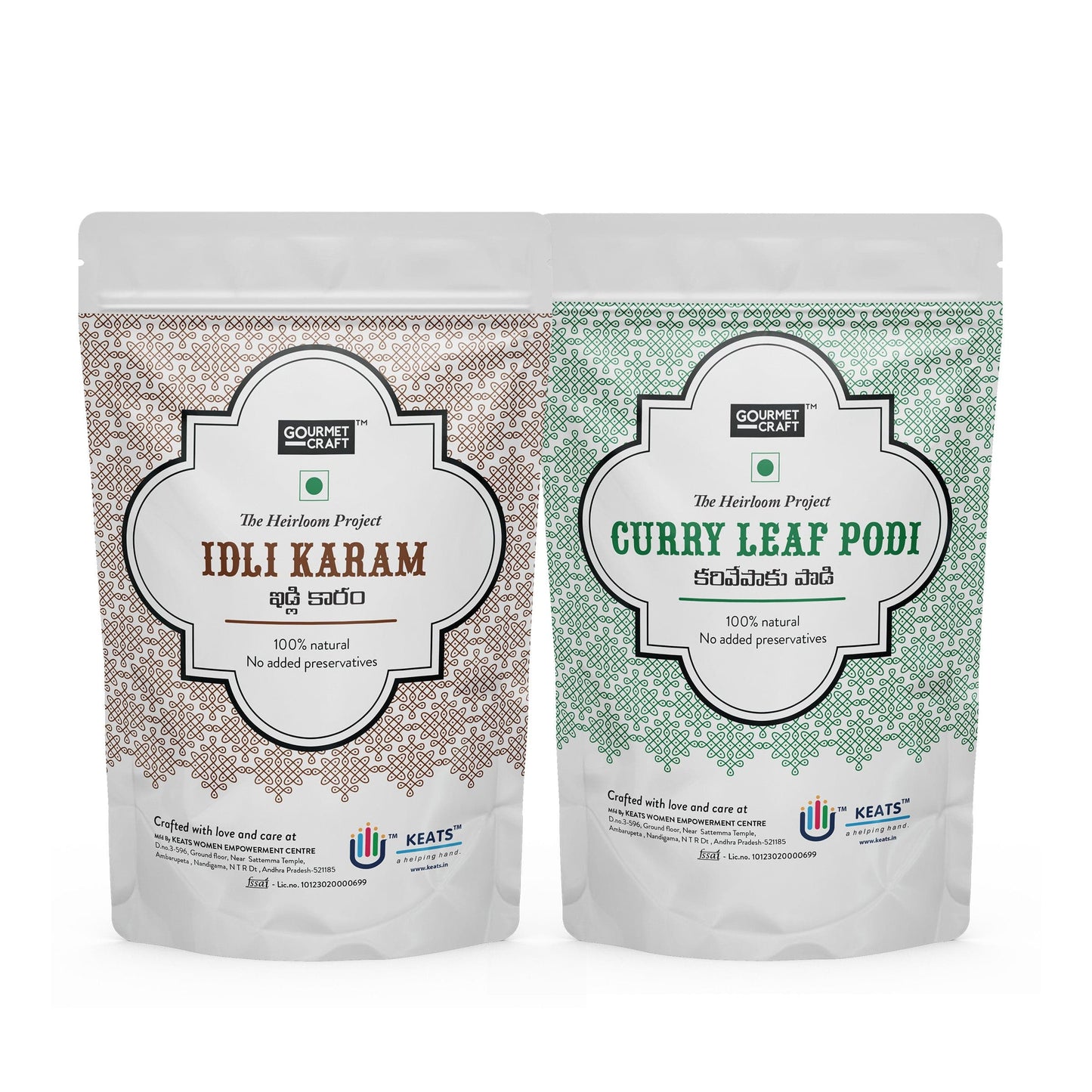 GourmetCraft Idli Karam & Curry Leaf Chutney Podi Combo (150 g each)