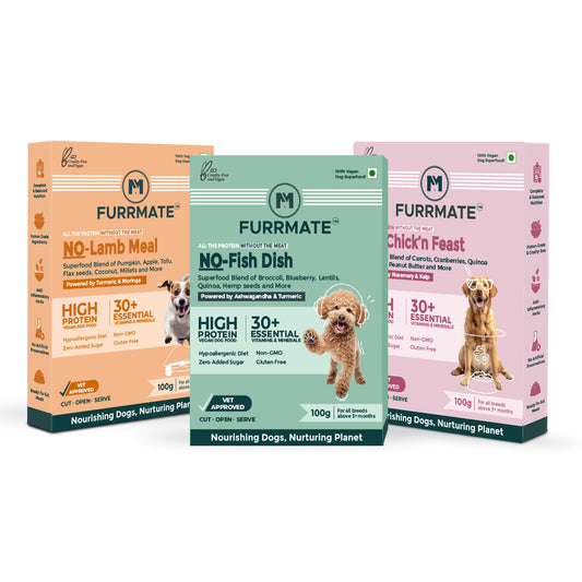 FURRMATE Veg Dog Food Combo (3x100g) | High in Protein | Suitable for all breeds