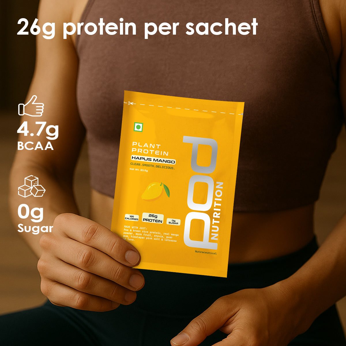 POD NUTRITION Pea Protein Isolate Powder | Vegan Plant Protein, No Added Sugar, Dairy Free| Clean & Easy to Digest with Essential Amino Acids (Hapus Mango Sachet Pack of 15)