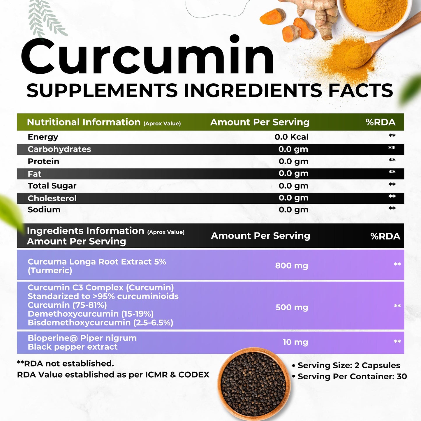 Health Veda Organics Curcumin C3 + Bioperine, 1310 Mg | 60 Veg Capsules | Supports Joint & Muscle Health | Better Absorption | Boost Immunity | For Men & Women
