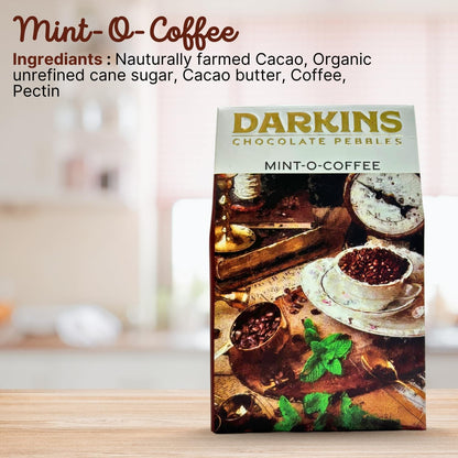 DARKINS Mint-O-Coffee Chocolate Pebbles | Coated Coffee Beans Roasted | 50g Each Pack of 3