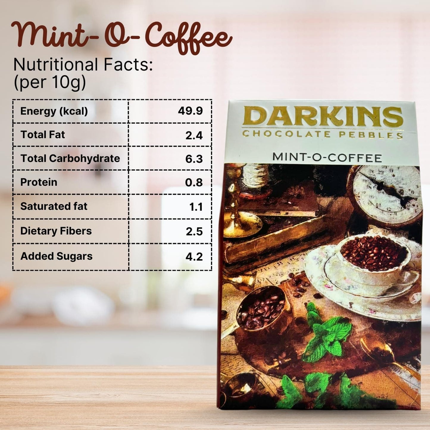 DARKINS Mint-O-Coffee Chocolate Pebbles | Coated Coffee Beans Roasted | 50g Each Pack of 3