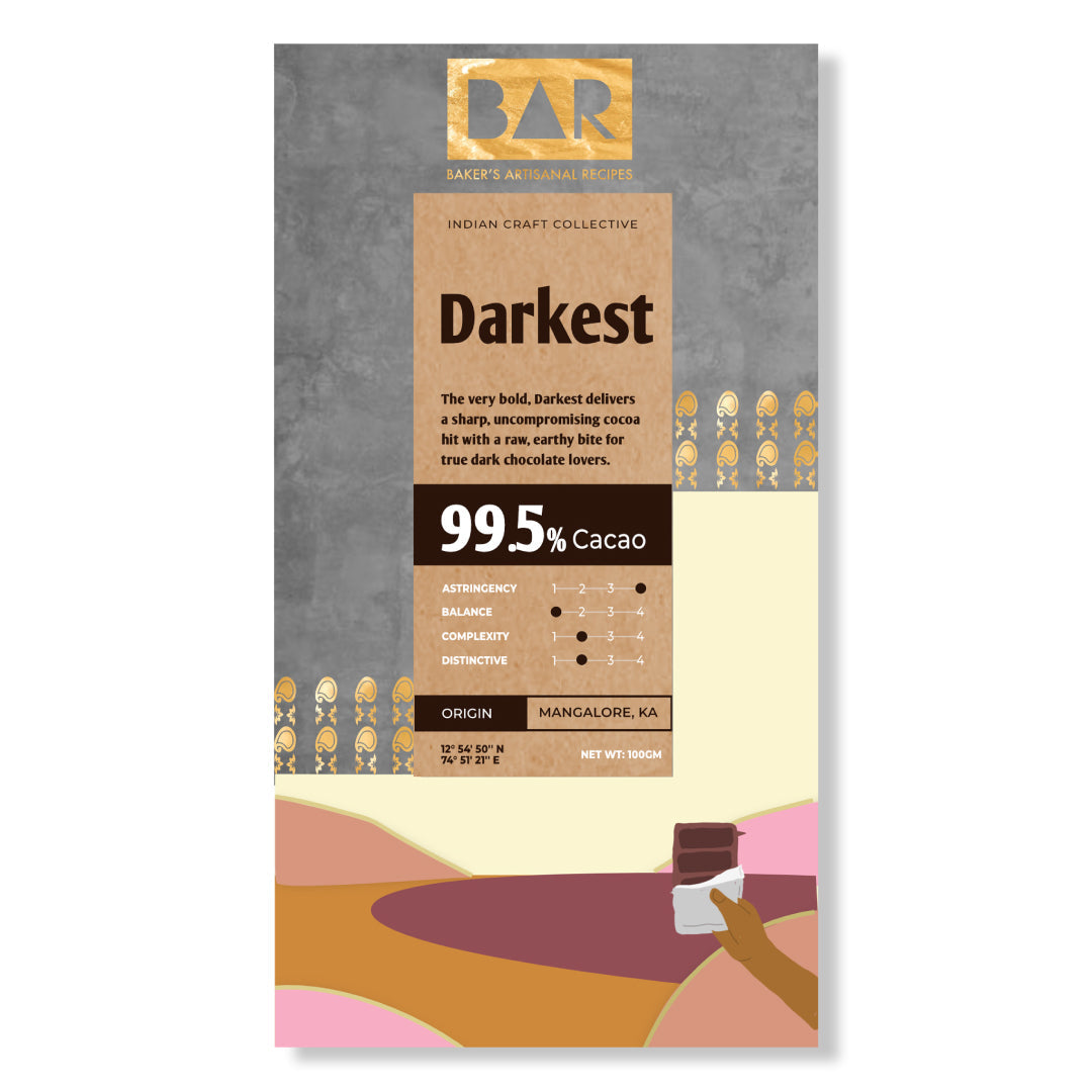 BAR 99.5% Dark Chocolate | Darkest | 100 gm | Bean to Bar | Artisanal Chocolate | Single Origin Mangalore Cocoa | Extra Bold | Bangalore Only