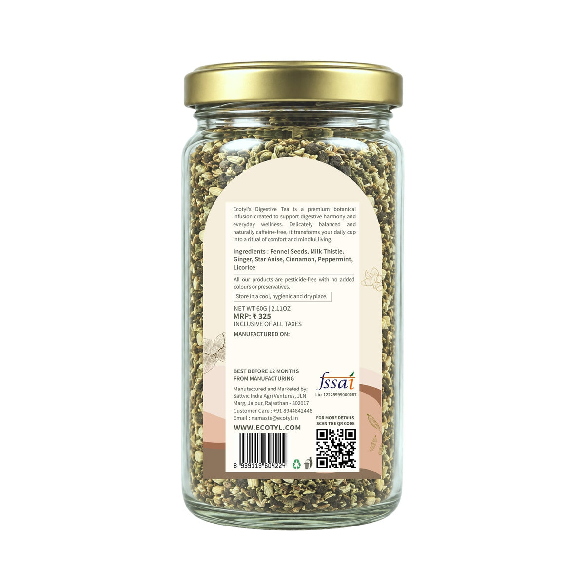 Ecotyl Digestive Tea | Gut Health | Herbal Tea | 60g