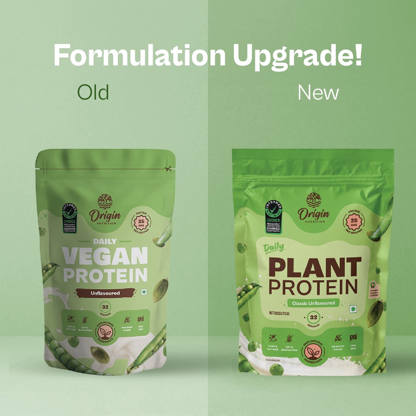 Origin Nutrition Daily Plant Protein Unflavoured , 975g