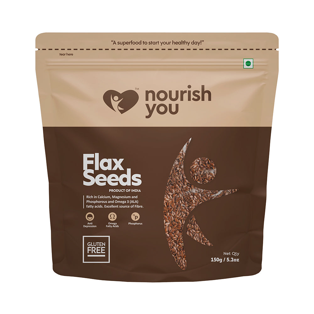 NOURISH YOU Raw Healthy Flax Seeds ( Alsi ke Beej) 150G
