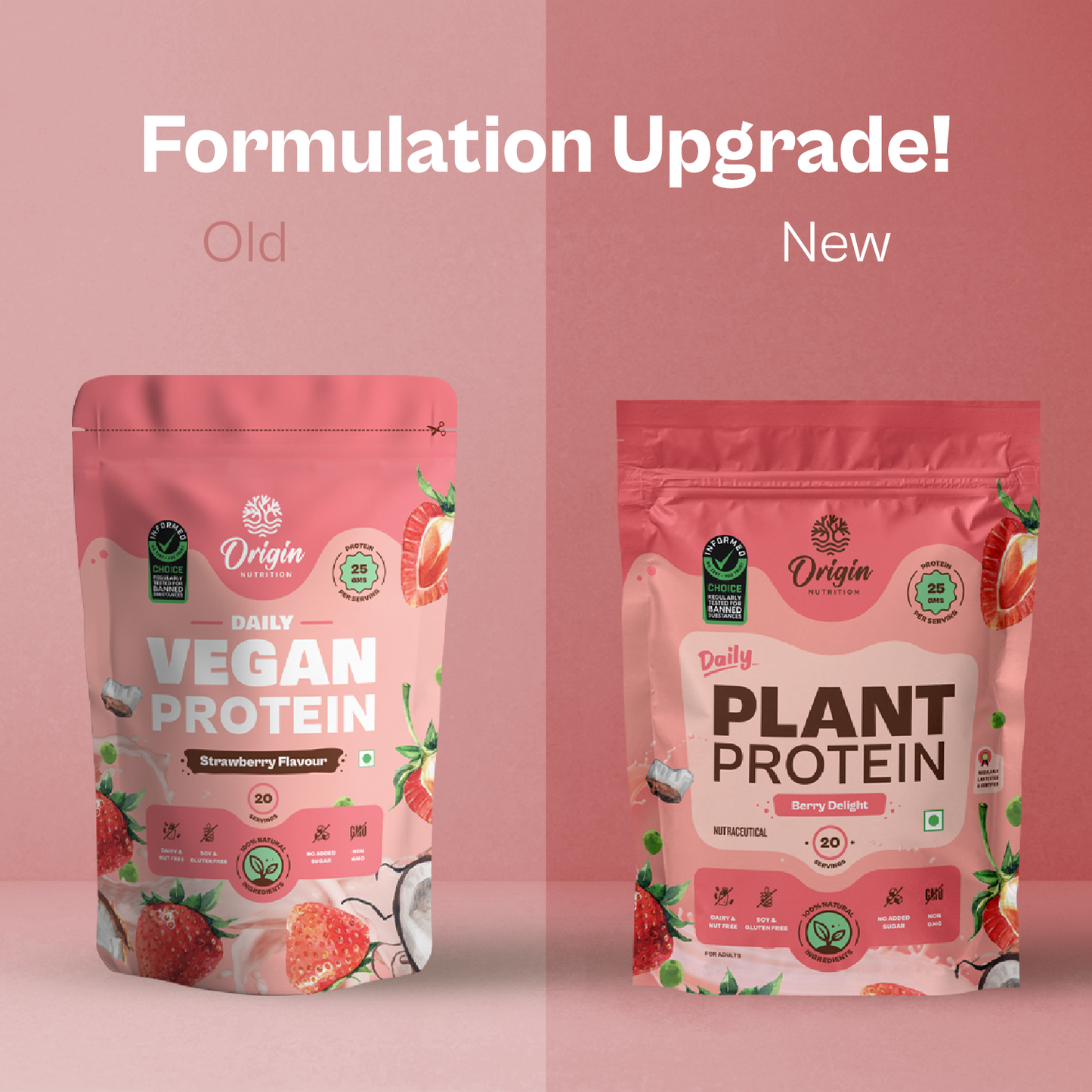 Origin Nutrition Daily Plant Protein Strawberry Flavour , 818g