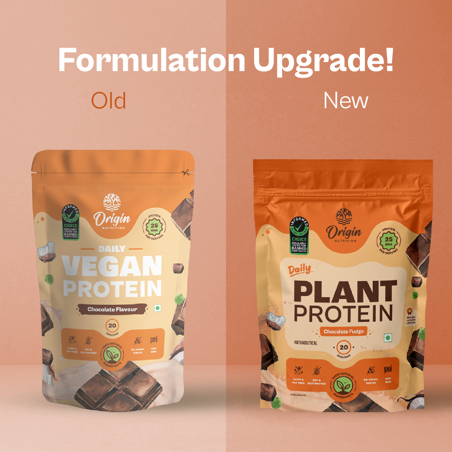 Origin Nutrition Daily Plant Protein Chocolate Flavour , 816g
