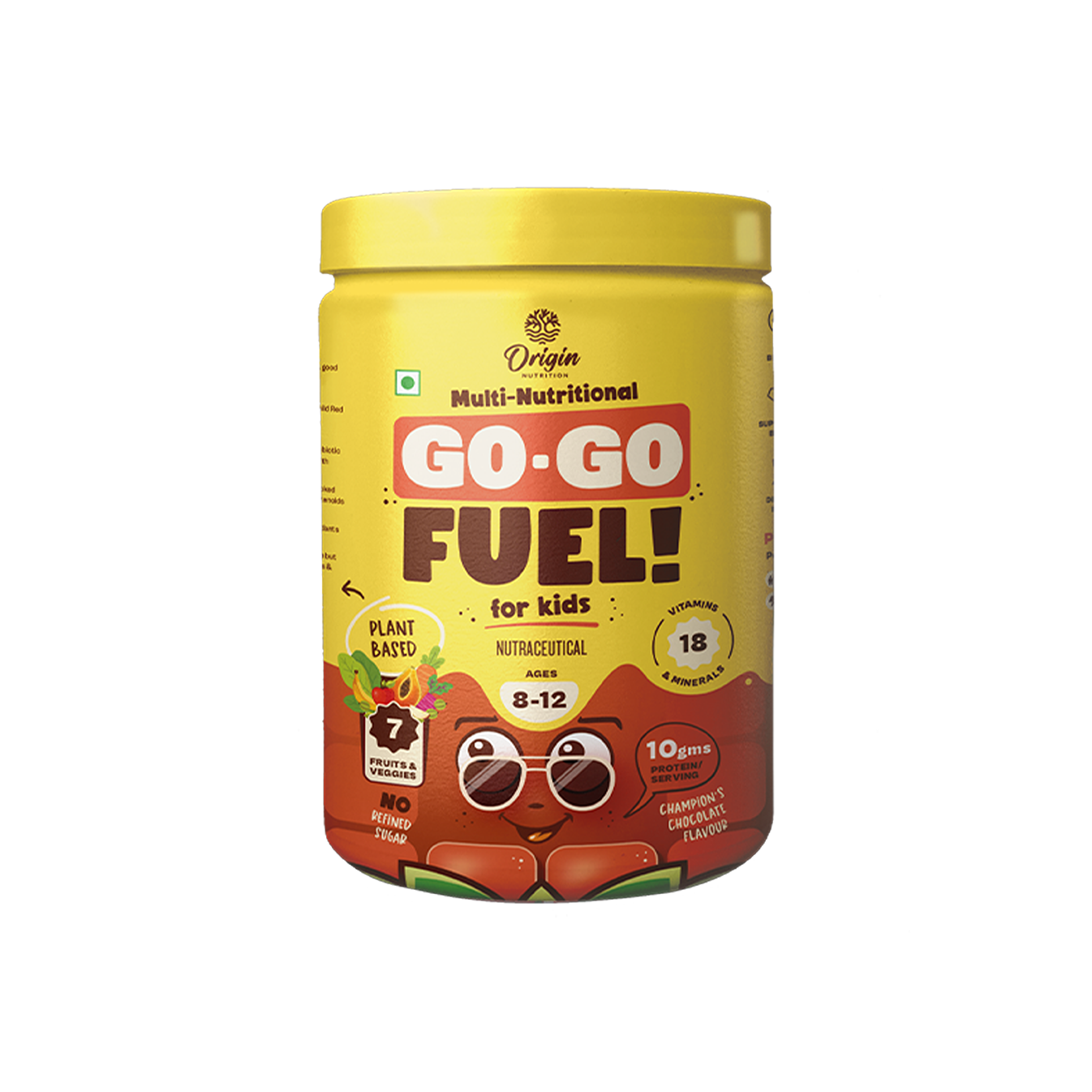 Origin Nutrition Vegan Multi Nutritional, Chocolate drink for kids with 10gm Plant-Based Protein, 7 fruits and vegetables, 18 minerals and vitamins. Gluten Free, Soy Free, Dairy Free, No Added Sugar, Soy Free, Non - GMO, ages 8-12, 400g
