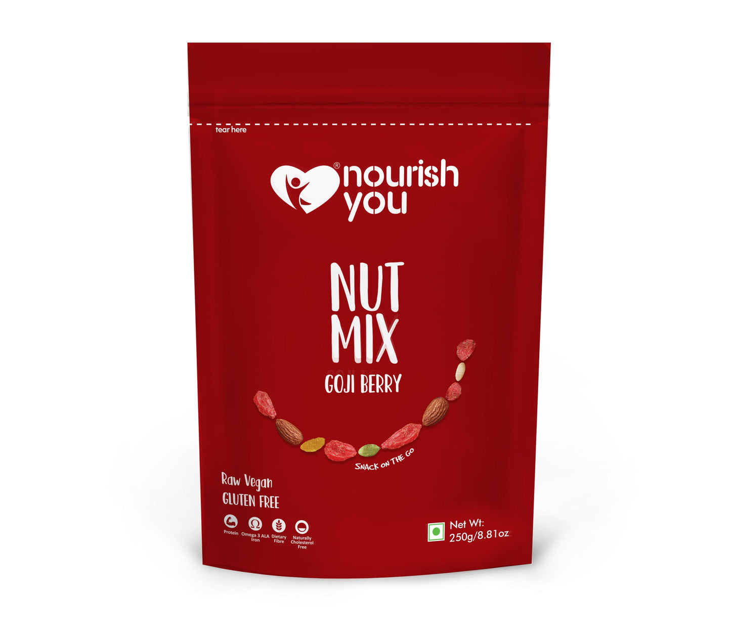 NOURISH YOU GOJIBERRY NUT MIX 250Gms ( Goji berry, Almond, Raisins, pumpkin )