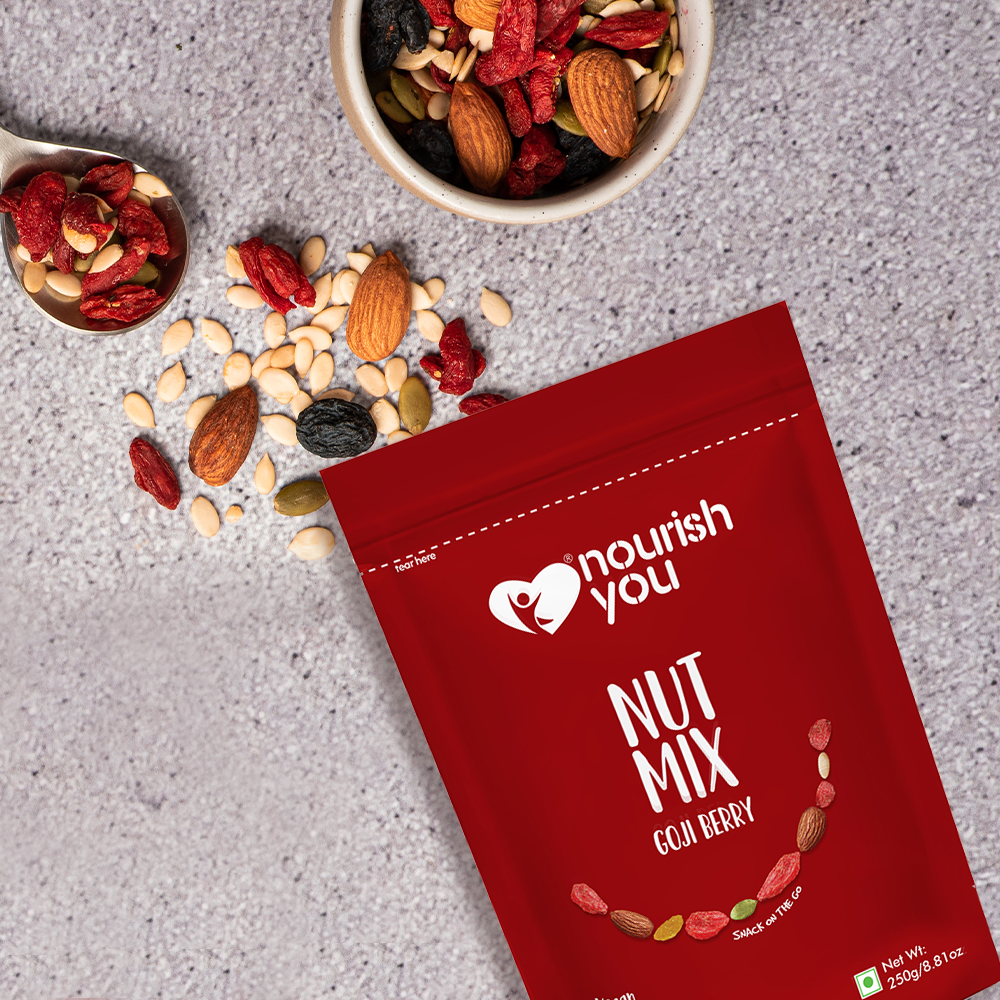 NOURISH YOU GOJIBERRY NUT MIX 250Gms ( Goji berry, Almond, Raisins, pumpkin )