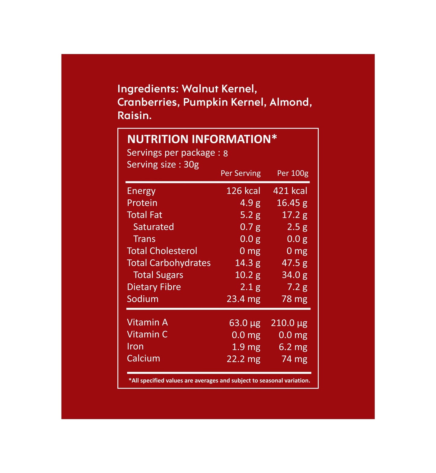 NOURISH YOU GOJIBERRY NUT MIX 250Gms ( Goji berry, Almond, Raisins, pumpkin )