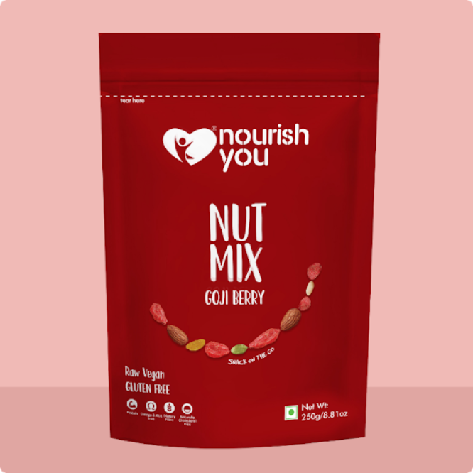 NOURISH YOU GOJIBERRY NUT MIX 250Gms ( Goji berry, Almond, Raisins, pumpkin )