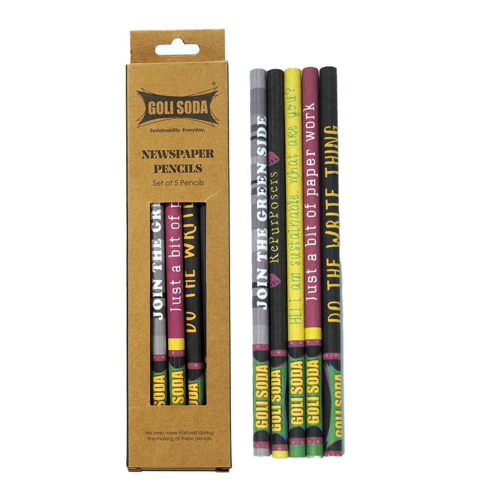 GOLI SODA Upcycled Multicolor Newspaper Pencils