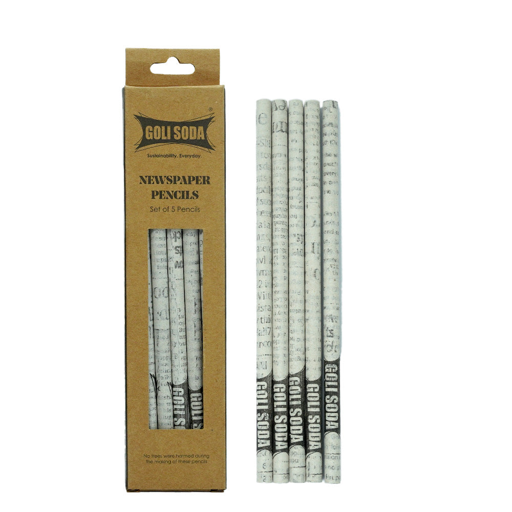 GOLI SODA Upcycled Plain Newspaper Pencils (Pack of 5)