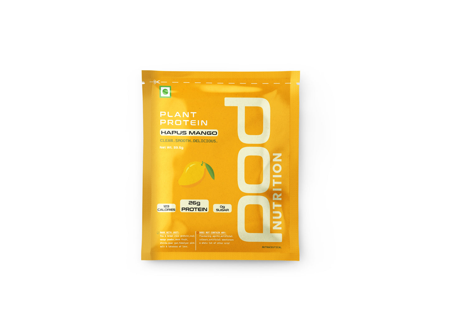 POD NUTRITION Pea Protein Isolate Powder | Vegan Plant Protein, No Added Sugar, Dairy Free| Clean & Easy to Digest with Essential Amino Acids (Hapus Mango Sachet Pack of 15)