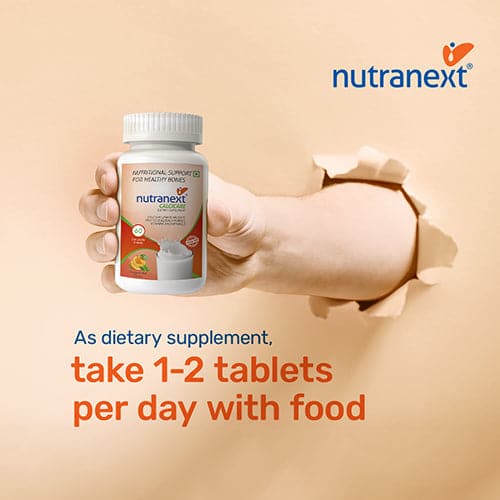 NUTRANEXT® Calcicare l Chewable Calcium Tablets with Vitamin D2, Magnesium and Zinc TabletsPack of 60 Tablets (Orange & Mint Flavor)