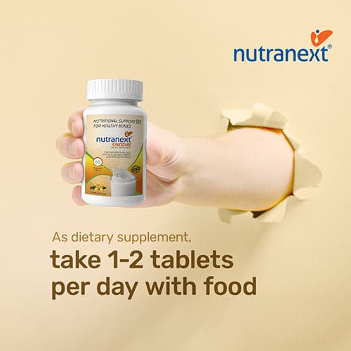 NUTRANEXT® Calcicare l Chewable Calcium Tablets with Vitamin D2, Magnesium and Zinc Tablets Pack of 60 Tablets (Vanilla Flavor)