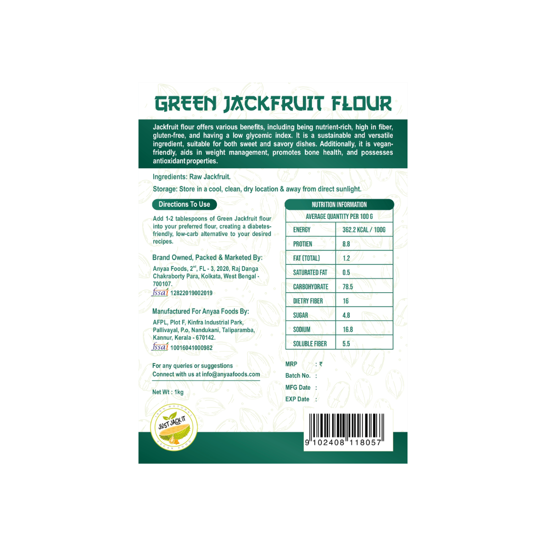Just Jack It Green Jackfruit Flour | Gluten Free | 100% Plant Based 1kg Pack