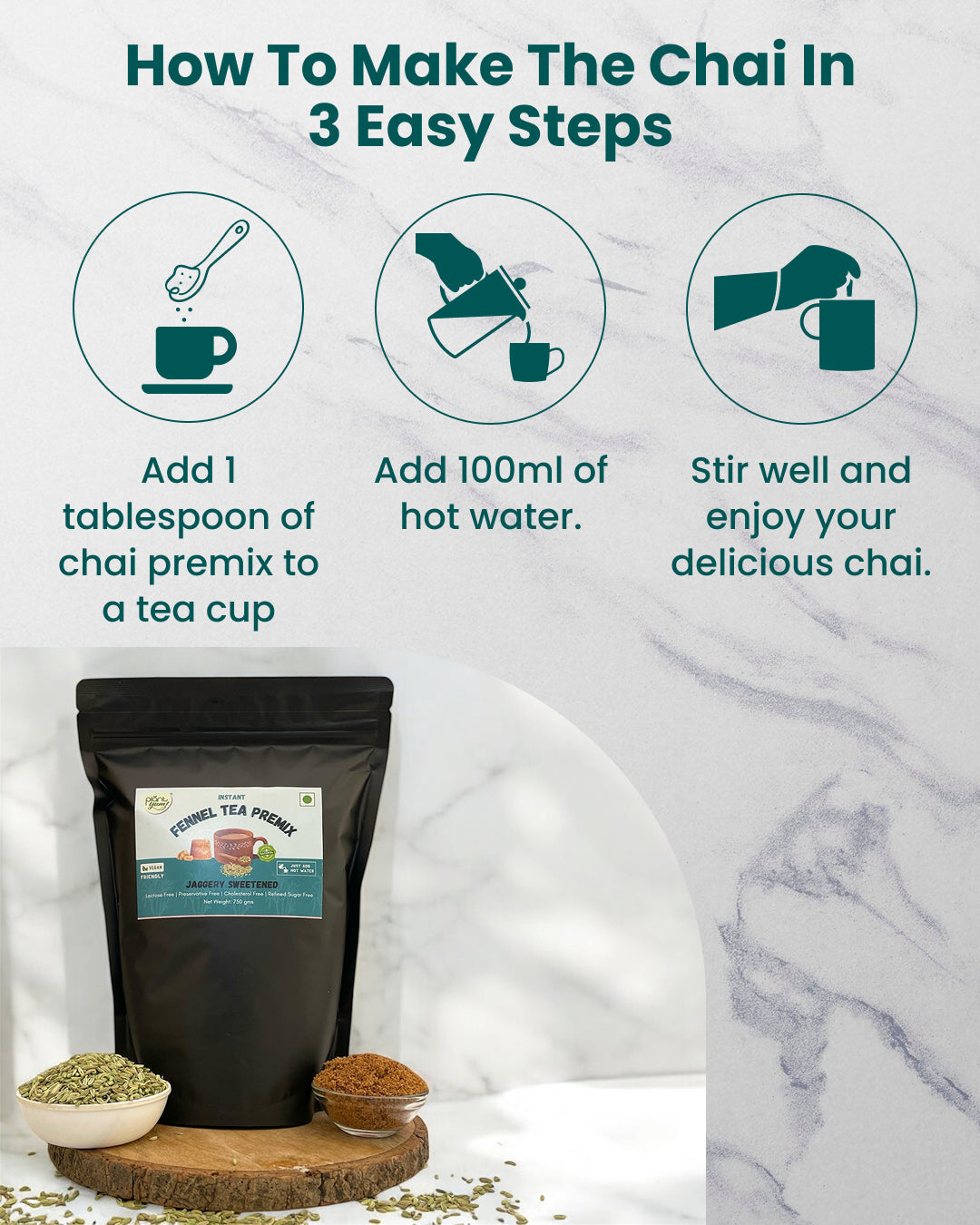 Jaggery Tea Premix - Fennel (Saunf) - Super Saver - 750g