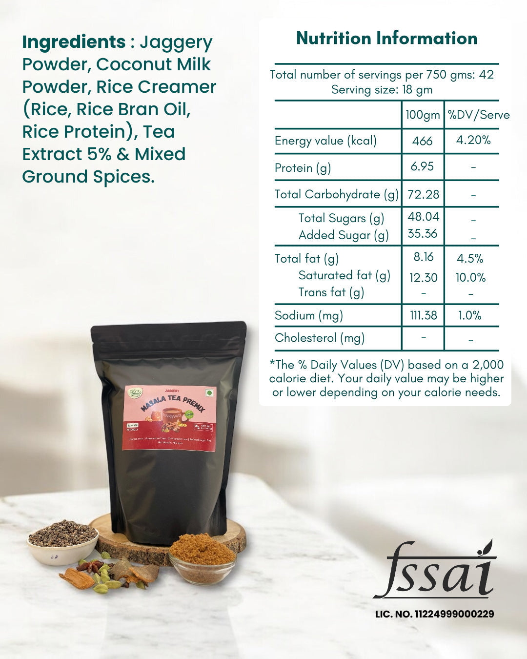 Jaggery Tea Premix - Masala - Authentic Indian Chai Super Saver Pack - 750gm