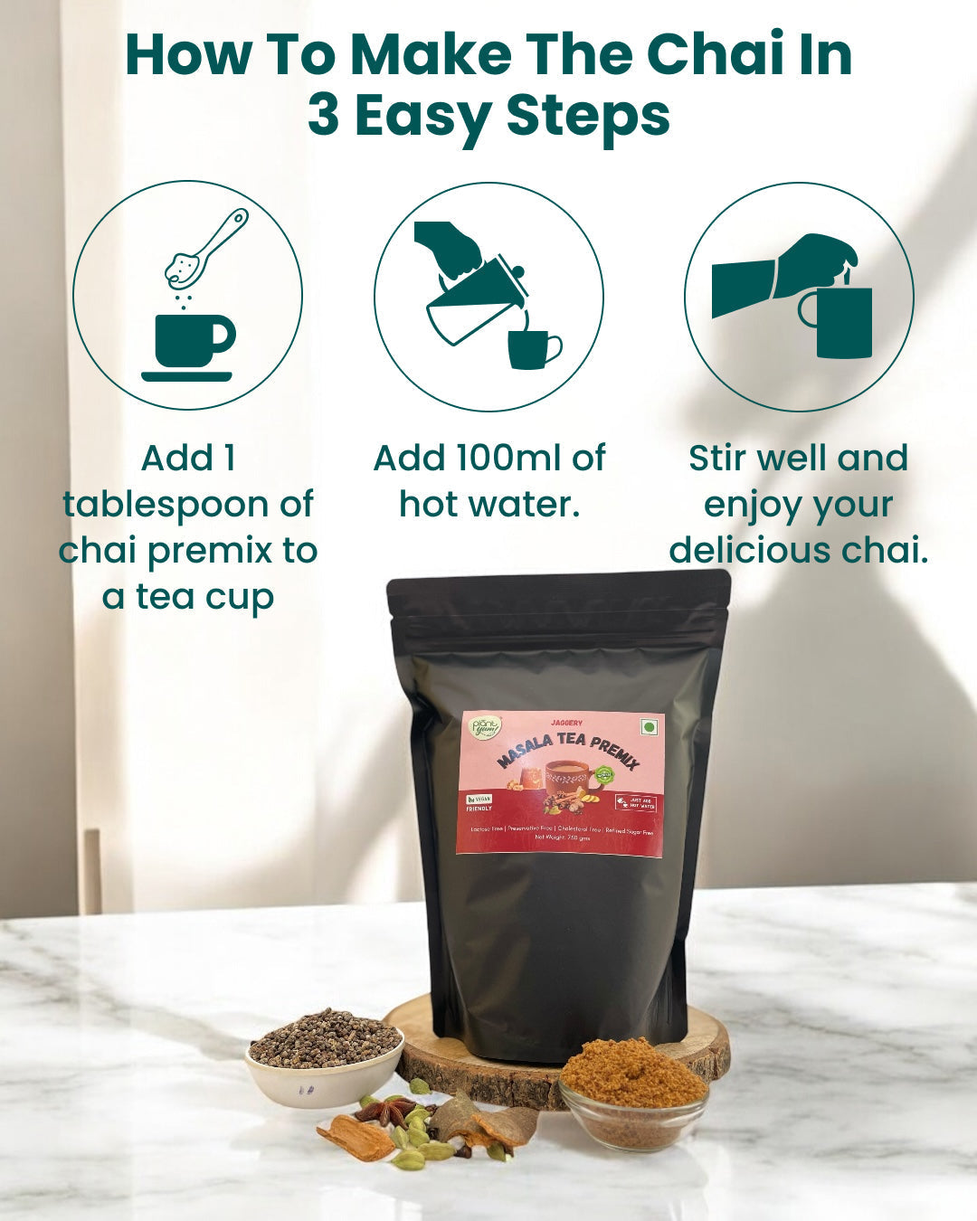 Jaggery Tea Premix - Masala - Authentic Indian Chai Super Saver Pack - 750gm