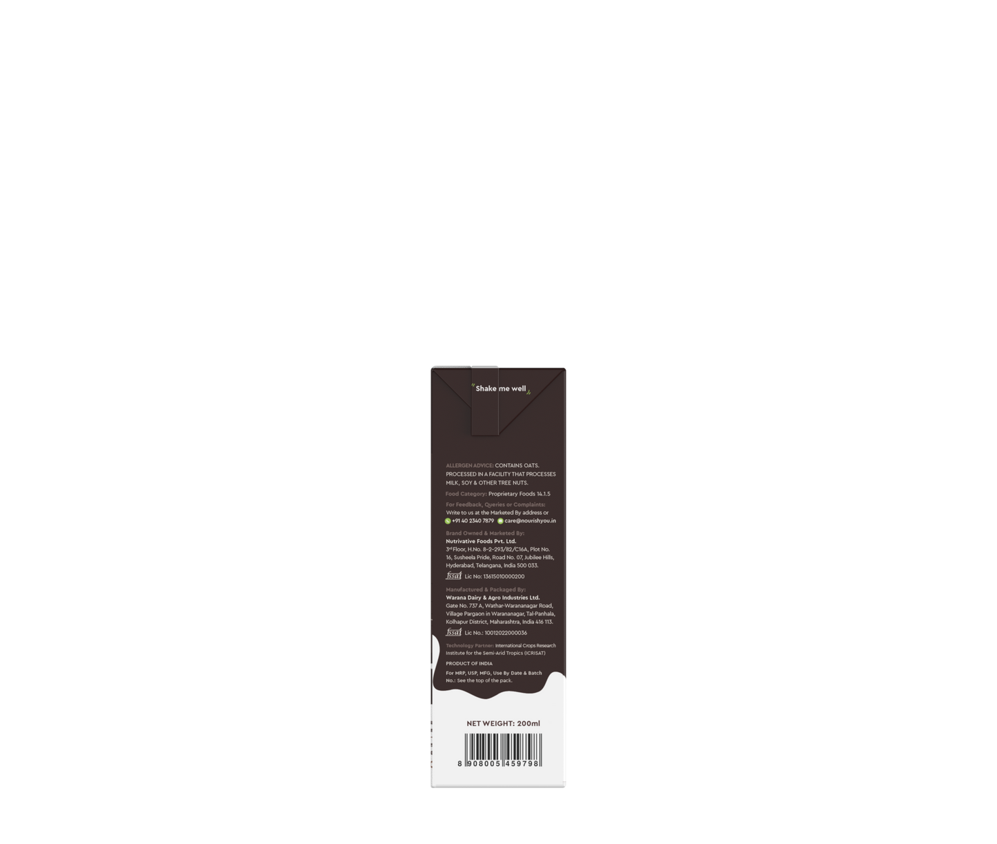 Nourish you Plant based Chocolate Millet Beverage ( 200 ml Tetra Pack )