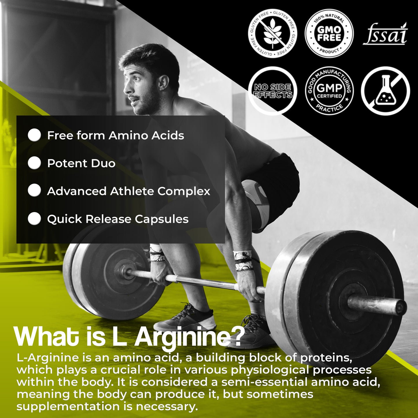 Health Veda Organics L Arginine 1000 mg with Chromium Picolinate | 60 Veg Capsules| Good for Muscle Growth, Stamina, Recovery, Immune Booster & Energy | For Both Men & Women